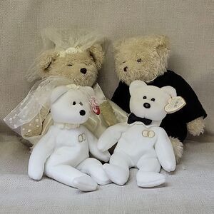 4 weddingTeddy bears TY and Russ brands